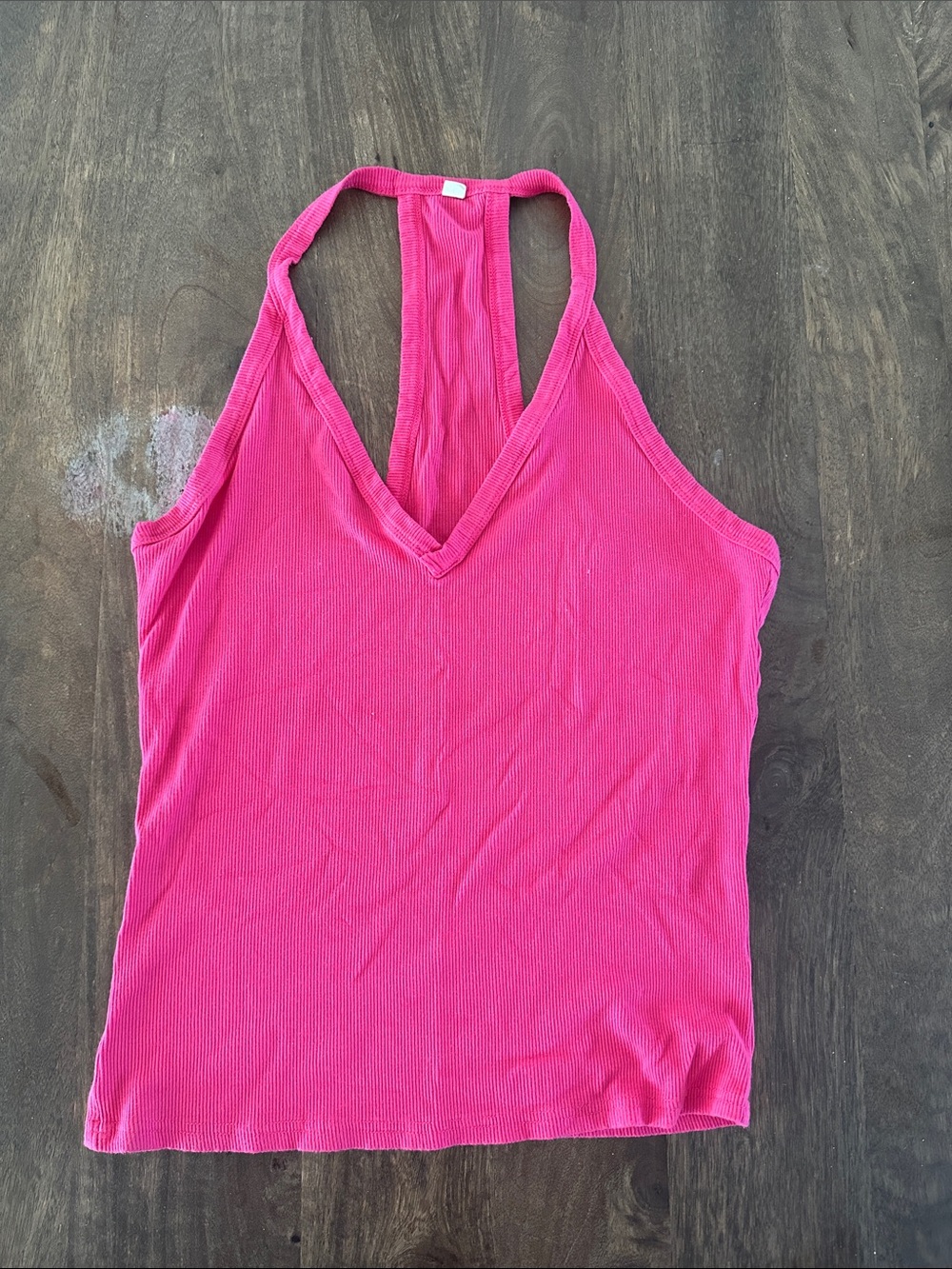 Women’s Hot Pink Ribbed V-Neck Tank Top